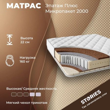 Матрас Stories Эпатаж Плюс Микропакет 2000 (Эпатаж&nbsp;Плюс&nbsp;Микропакет&nbsp;2000)
